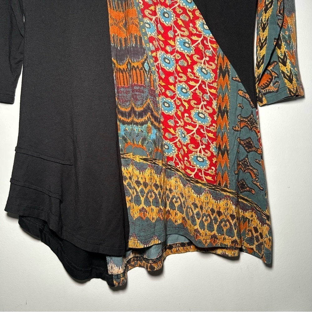 Parsley & Sage Asymmetrical Artsy Lagenlook Patchwork Textured Longline Tunic S - Picture 10 of 15